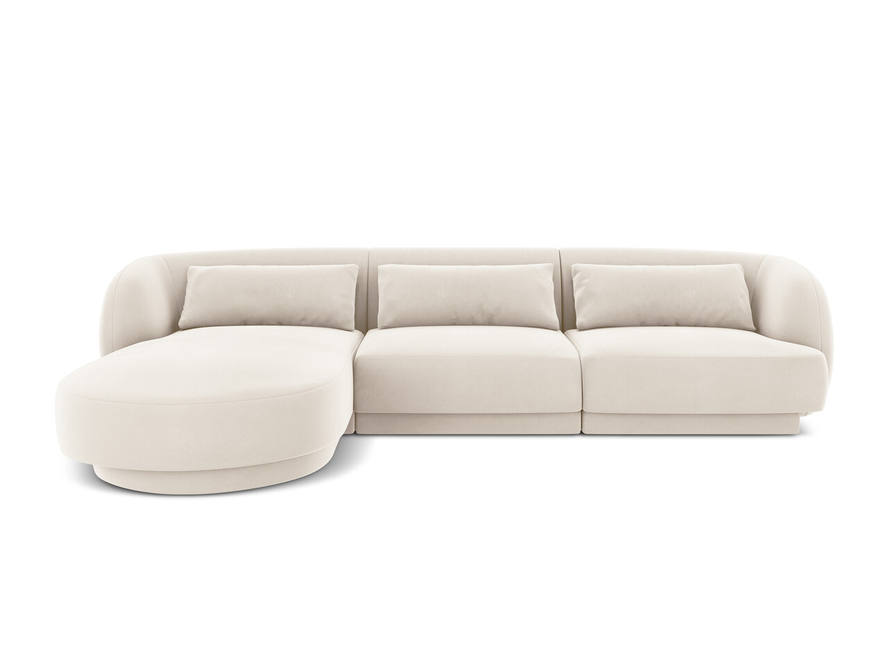 Coltar stanga 4 locuri, Tulum, Cosmopolitan Design, 255x156x70 cm, catifea, bej deschis - imagine 7